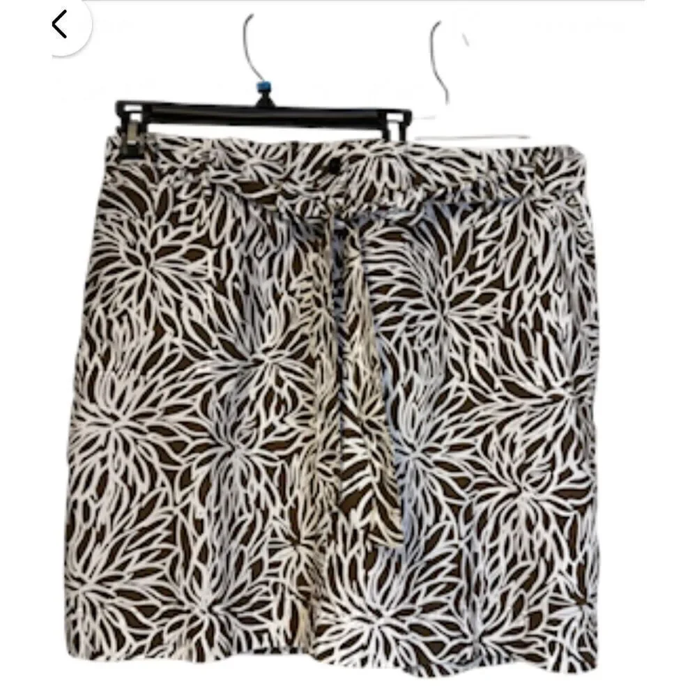 Lands End Women’s Skort Plus Sz. 22W Self Belt Pockets Brown/White